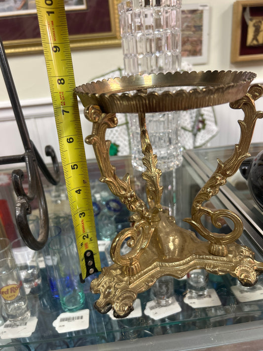 Vintage or Antique Solid Brass 3 Footed Vase/Dish/Bowl Holder