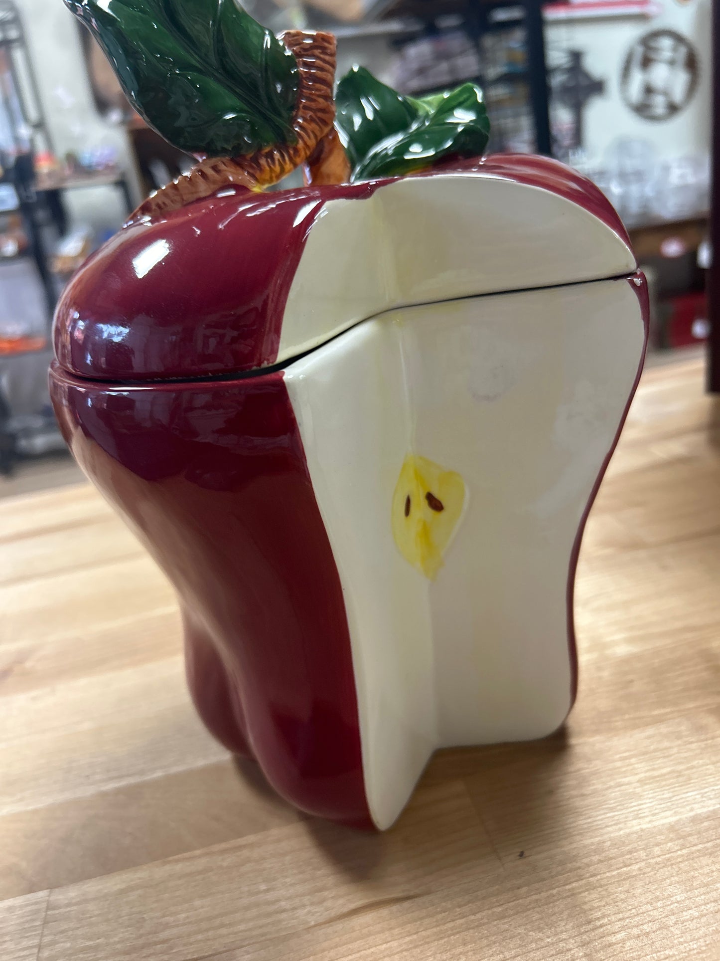 Apple Cookie Jar w/ Sliced 11 1/2”