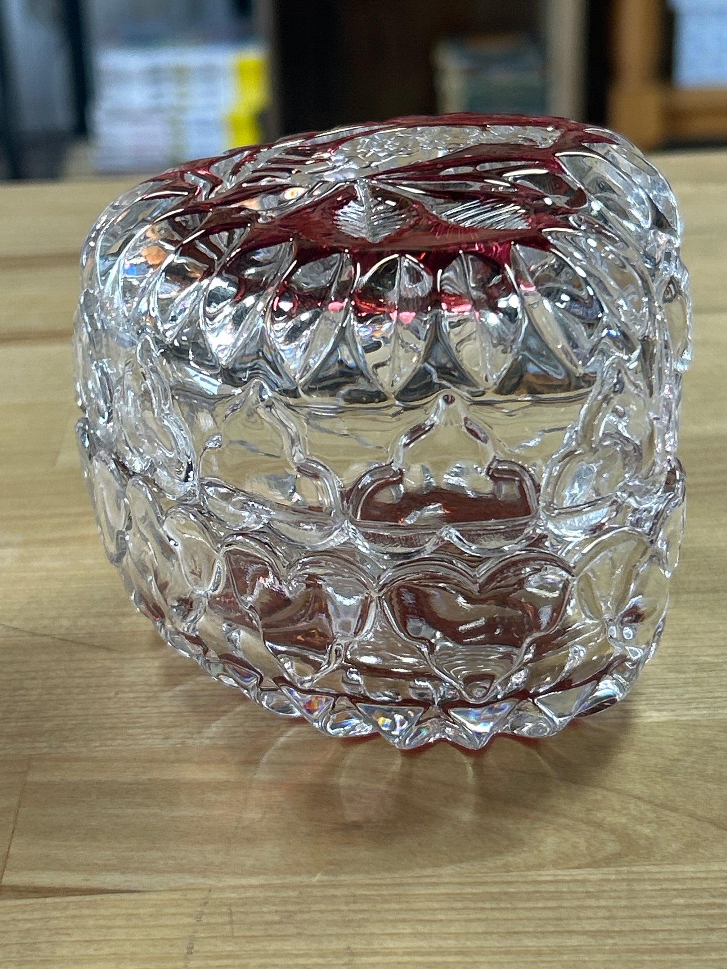 Vintage Hofbauer Byrdes German Lead Crystal Glass Ruby Red Bird Trinket Box  / Bowl / Candy Dishes