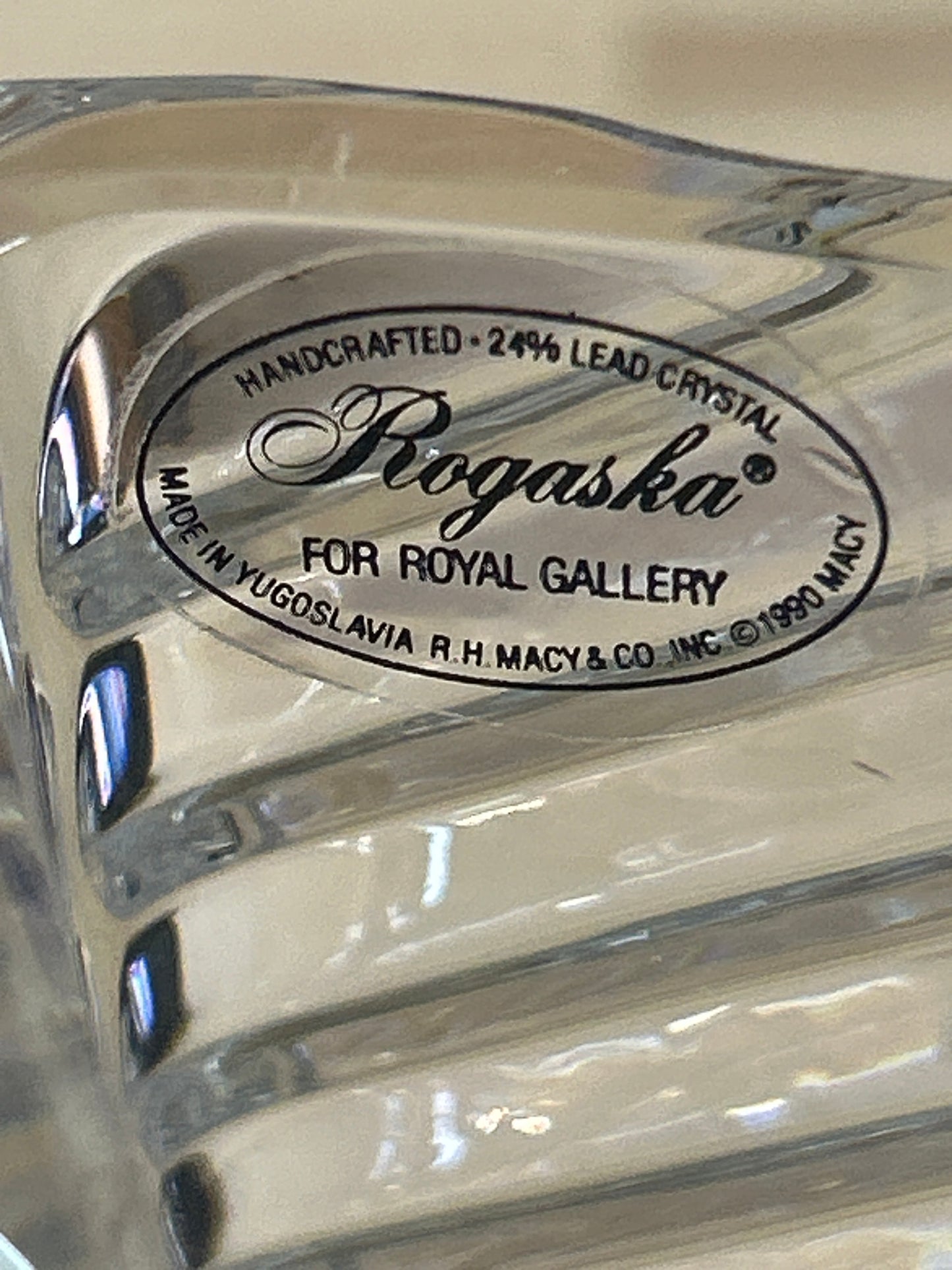 Rogaska Lead Crystal Triangle Vase Retired