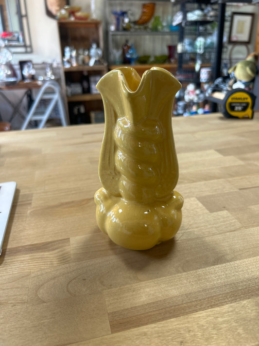 Vintage Yellow Niloak Pottery Winged Victory Vase 7”