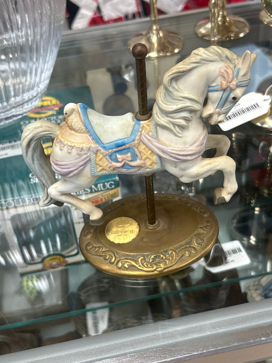 Vintage Willitts Designs porcelain carousel horse figurine on a brass stand