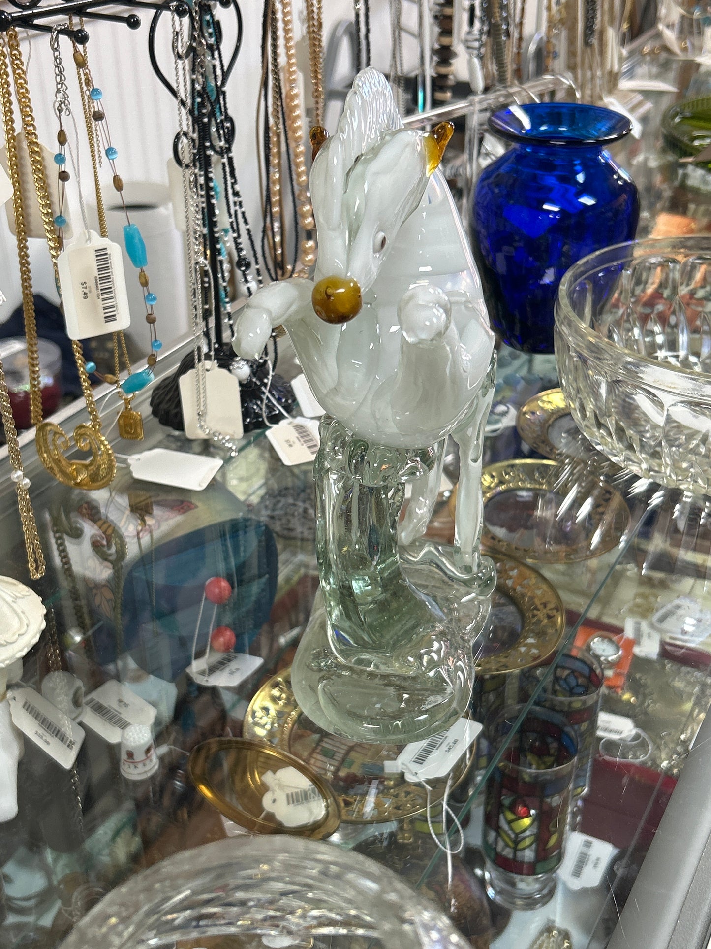 Handmade Glass Horse Sculpture 11” (Heavy)(Beautiful)