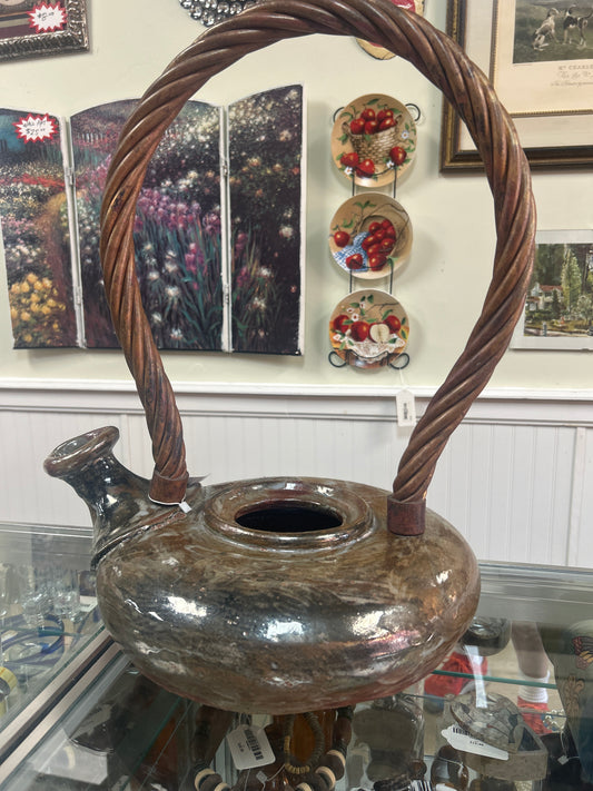 Evan Jones Studios Pottery (this is a show stopper). 20” to top of handle and from spout across 16”. This maybe too nice for our store…it’s heavy and beautifully. Nice piece ever to come through our store.
