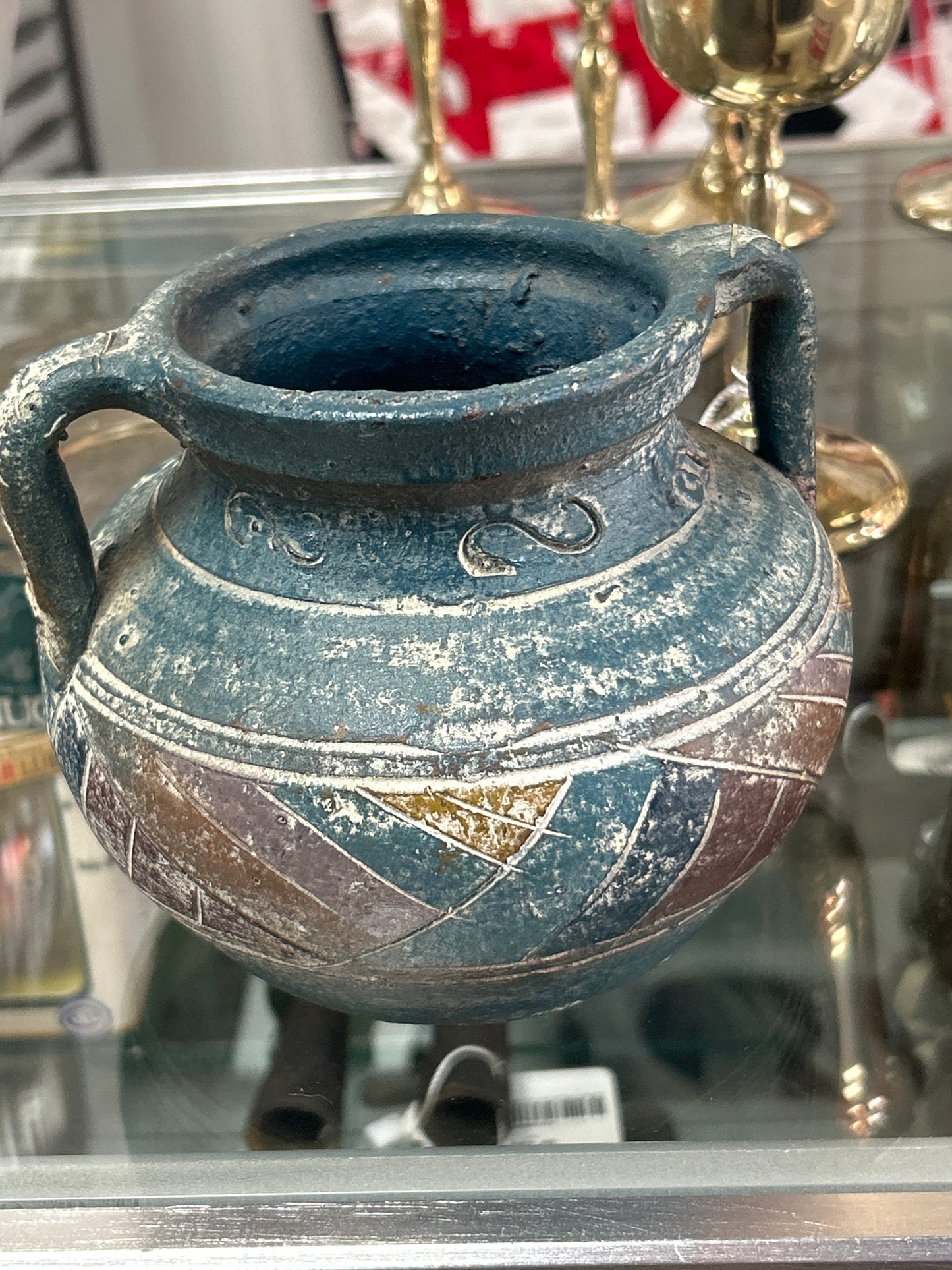 Southwestern Stoneware Pottery Double Handled Vase