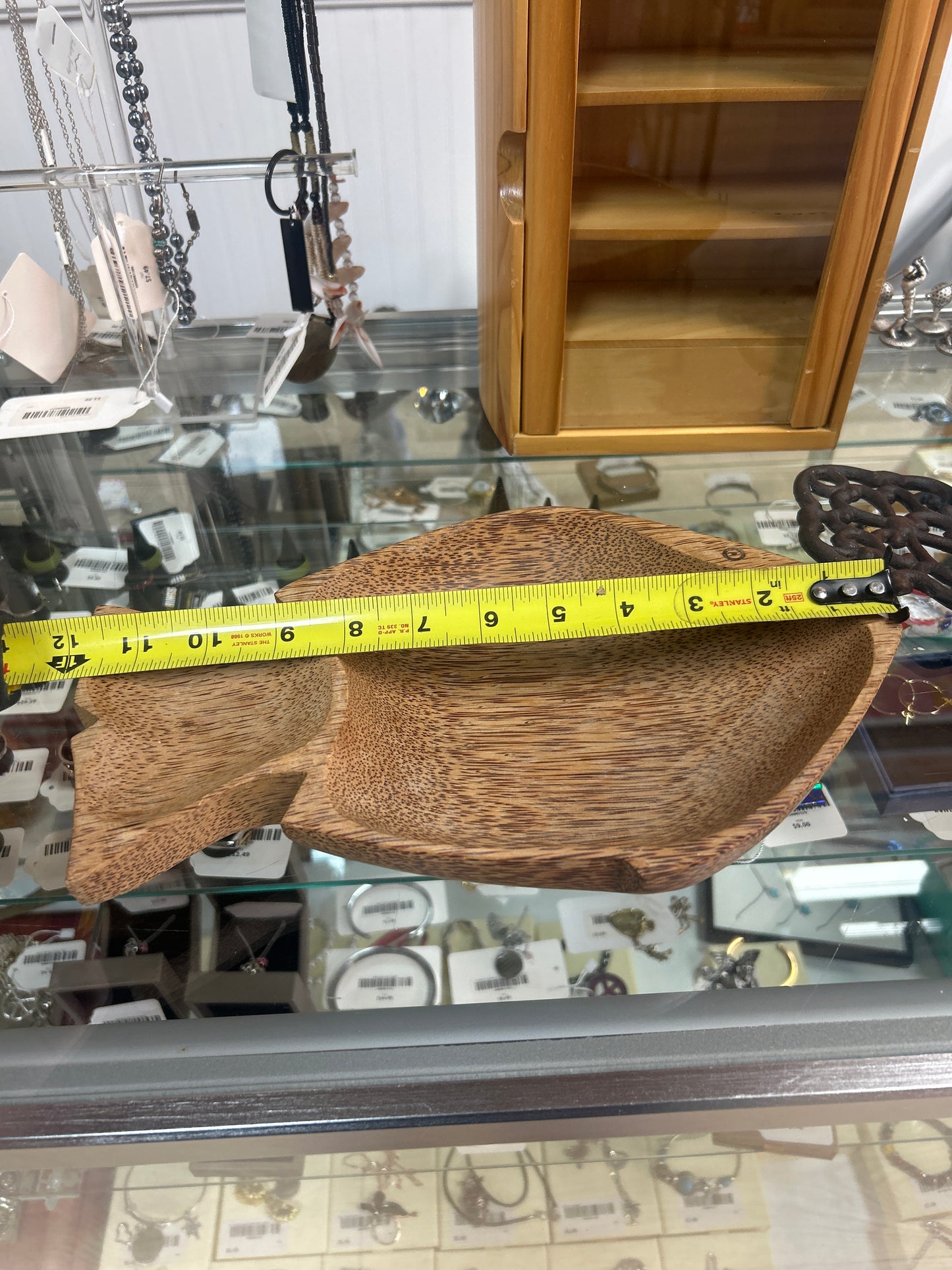 Mid Century Modern Fish Bowl 🍂 2-Part Divided Wood Dish | Vintage Nut Tray 12”
