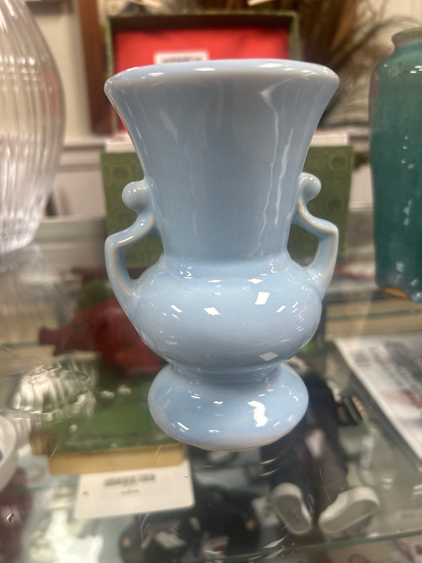 Rare Vintage 2 Handled Baby Blue USA 5" Vase
