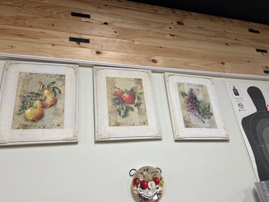 Peach Pear and Grape Art 3pc