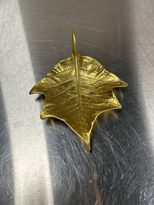 Virginia Metalcrafters Brass Leave Trinket Dish
