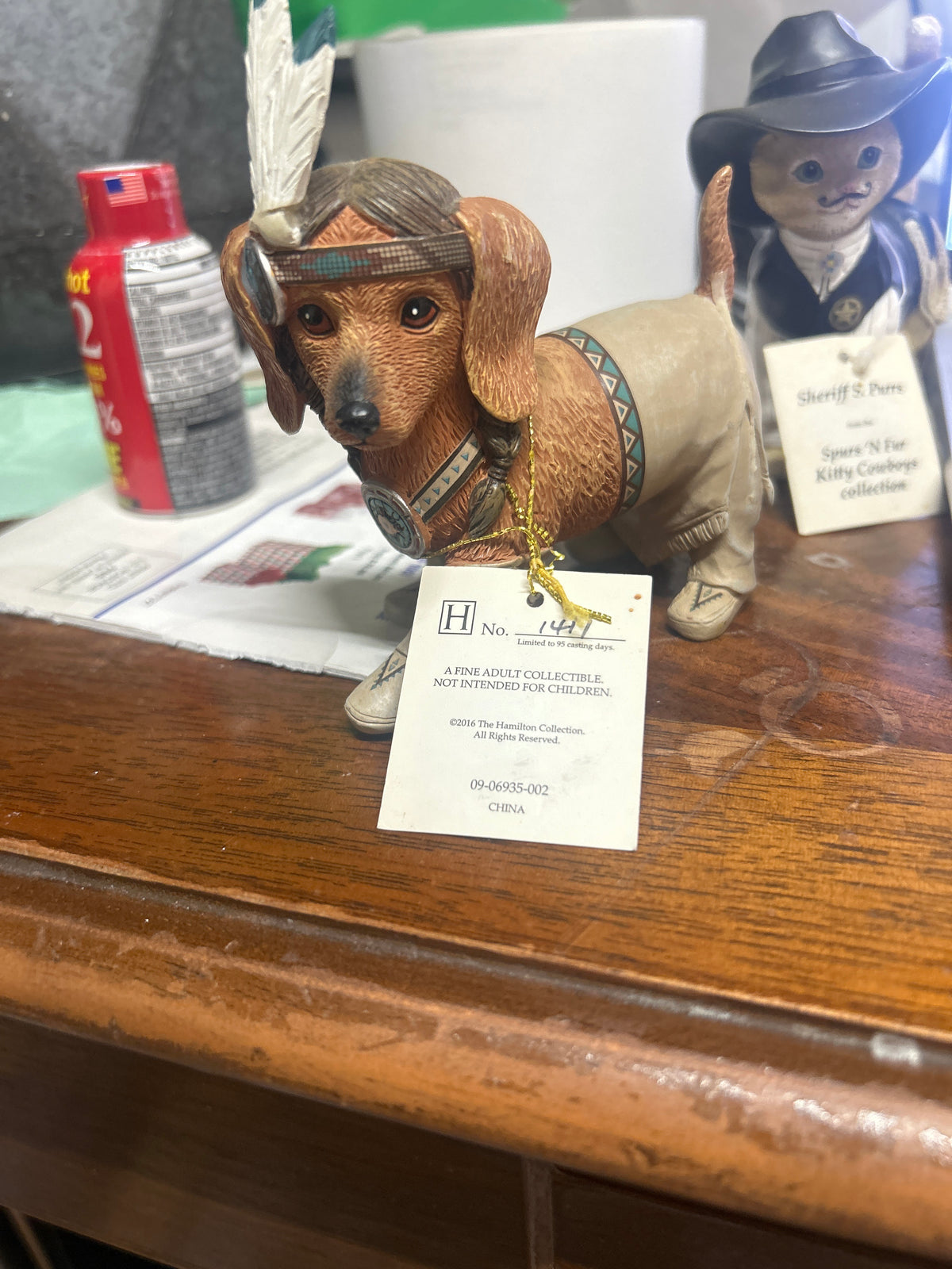 Hamilton Collection Wild West Feathers 'N Fur Doxie Dachshund Dog