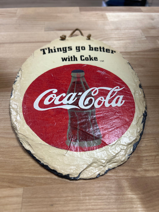 Coca Cola Things Go Better With Coke Slate Sign 1998 Cracker Barrel 9 1/2” Great Condition
