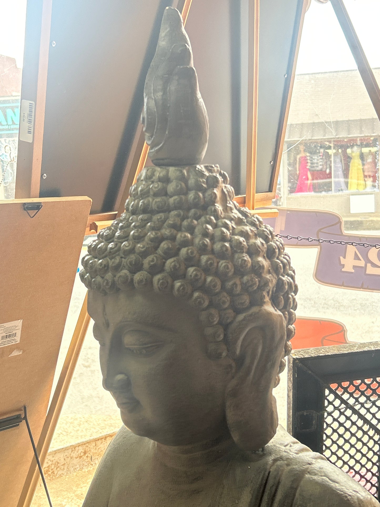 John Timberland Large Sitting Buddha Statue Sculpture Zen Asian Garden Decor Indoor Outdoor Front Porch Stone Gray Finish 42" Tall