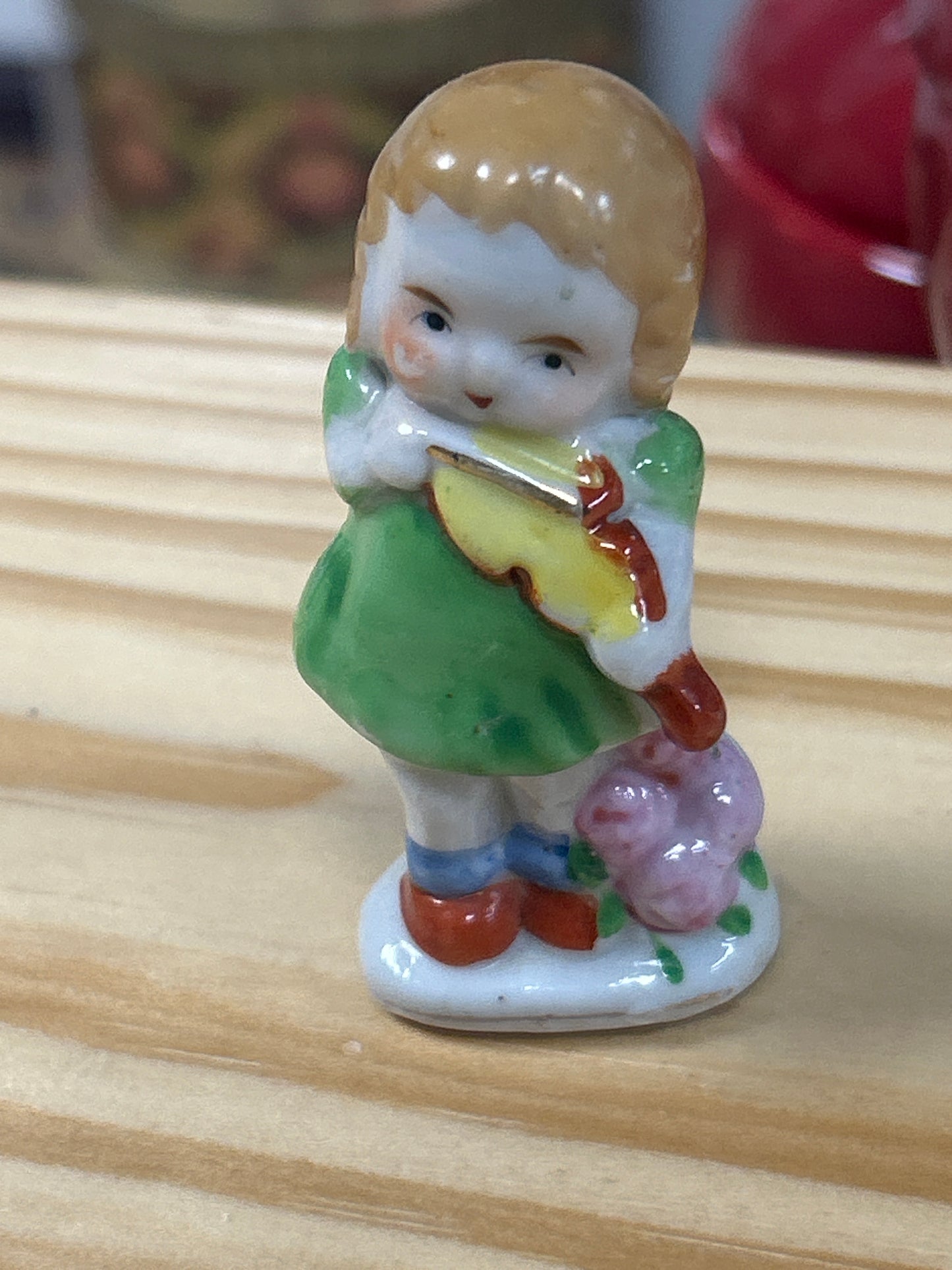 Vintage Occupied Japan Girt Playing Violin Hand Painted