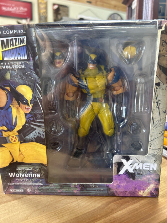 SHF Anime Xman Wolverine 6" Model Kaiyodo Revoltech Amazing Yamaguchi Figure Toy (missing a couple hands from packaging) box is rough and has tape on side of package…