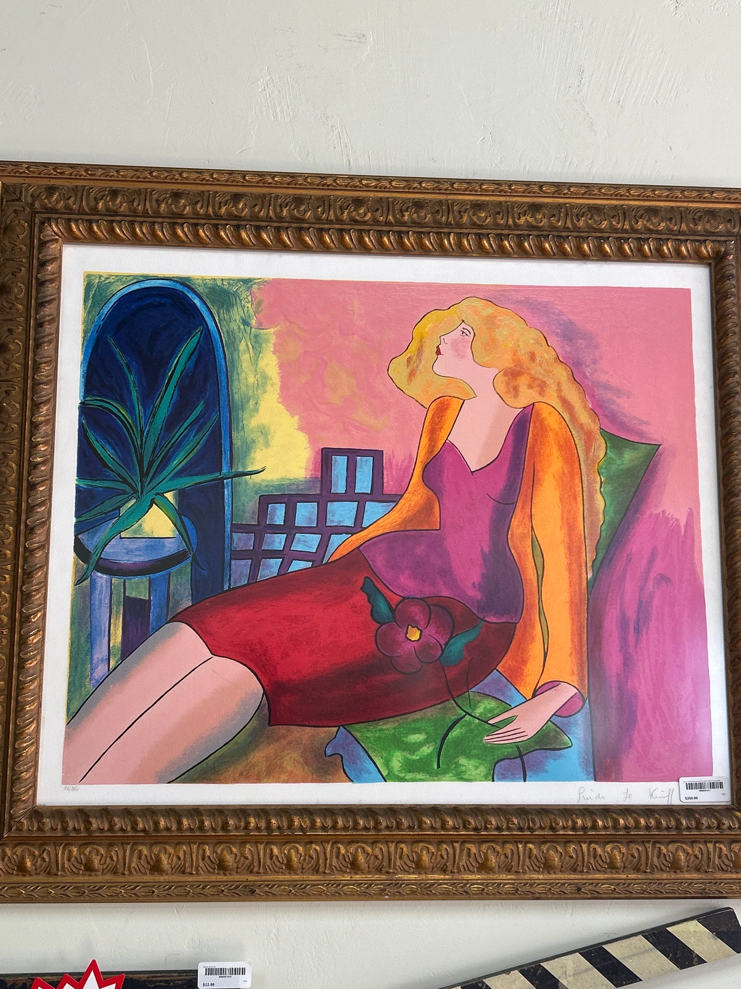Linda Le Kinff Print Signed and numbered "Woman Playing Violin" 30x36