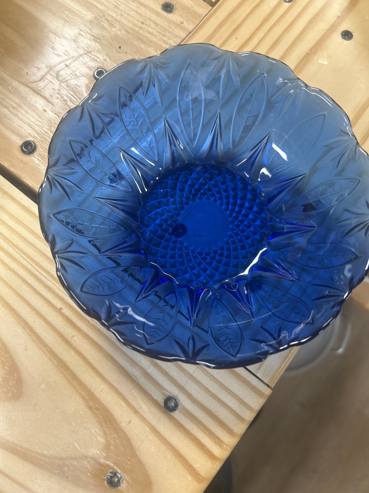 Vintage Avon Royal Sapphire Cobalt Blue Glass Serving/Salad Bowl 9"