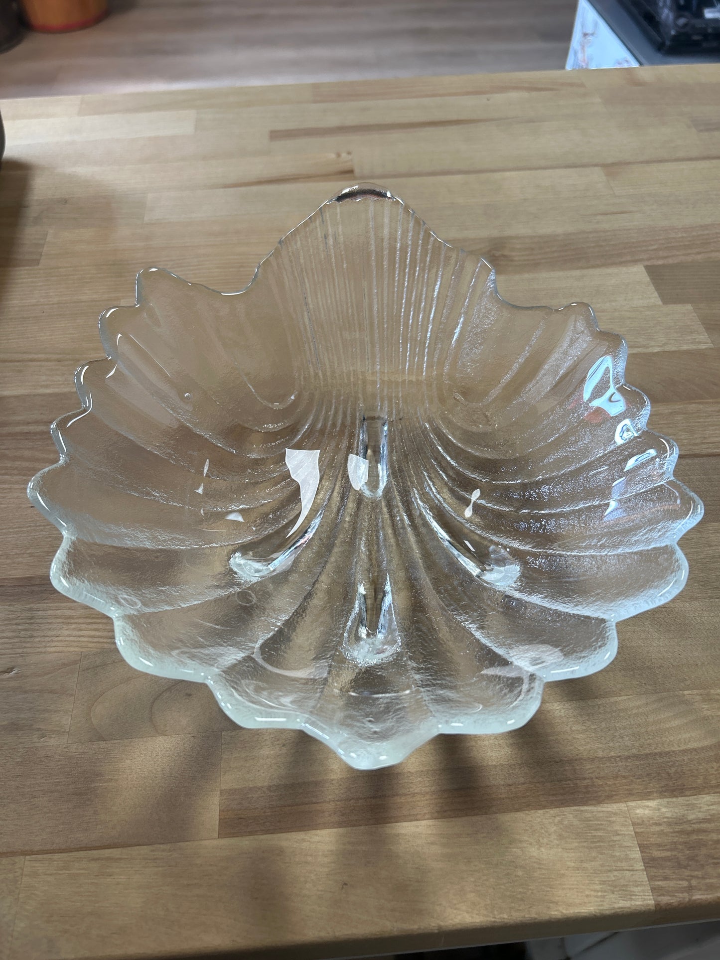 JRC Riedel Crystal Glass Heavy Seashell Shell Scalloped Footed Bowl Dish 10 3/4”