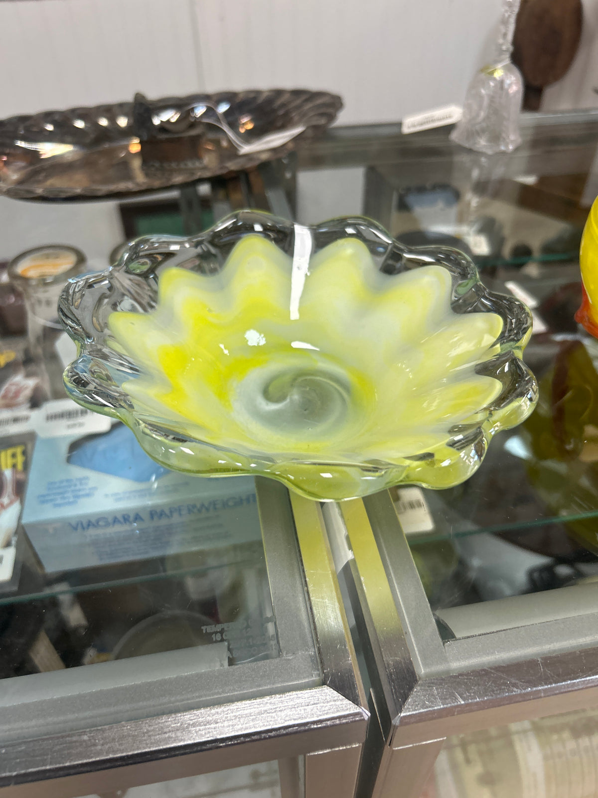 Hand Blown Glass Bowl Sunflower