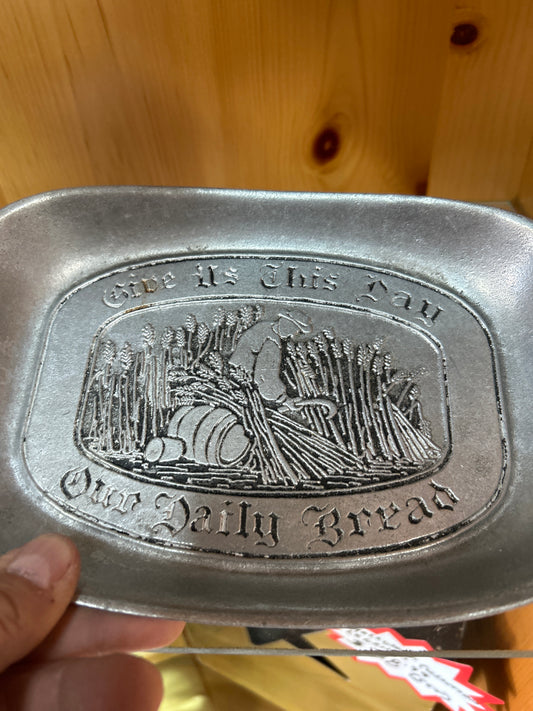 Daily Bread Platter Pewter 9”