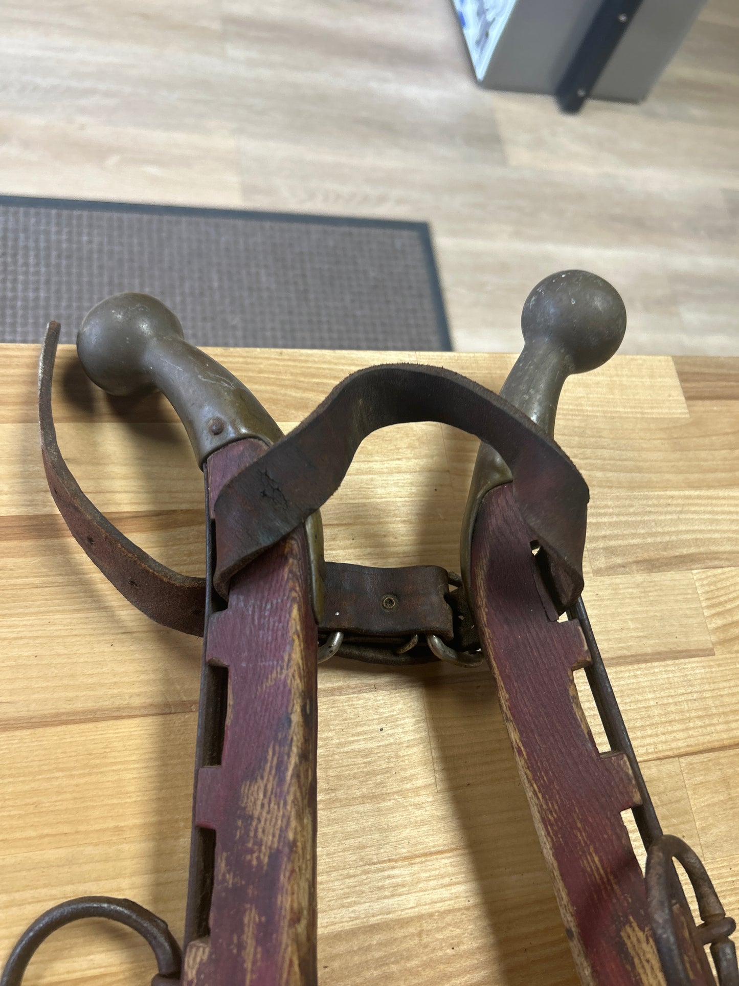 Antique horse hames Brass, Iron and Wood (unpolished brass) #2