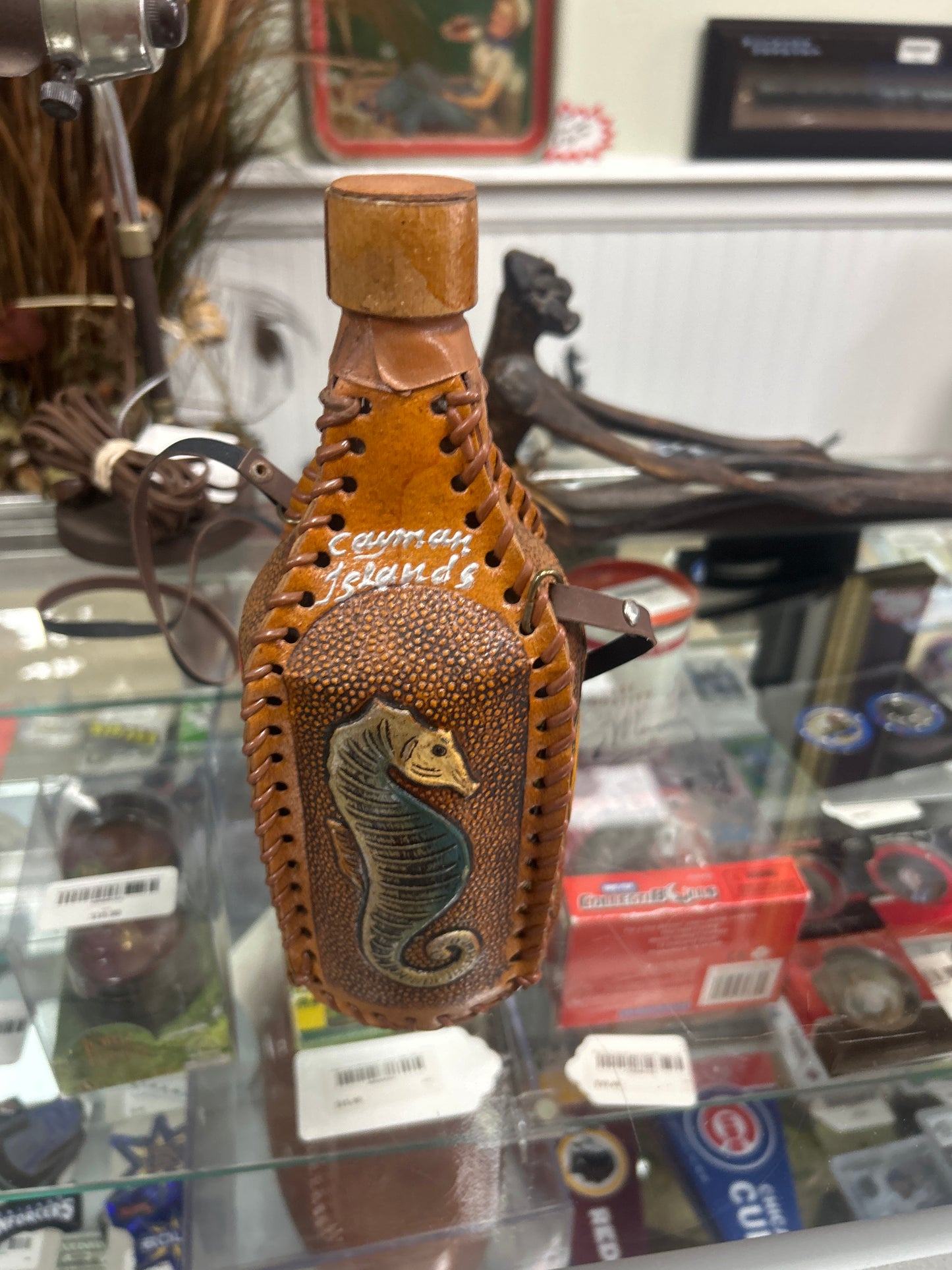 Vintage Hand Crafted Leather Wrapped Decanter Bottle