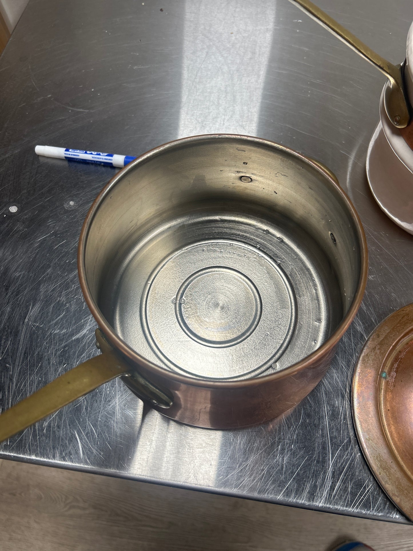 Vintage Porcelain Lined Double Boiler – Brass Handles