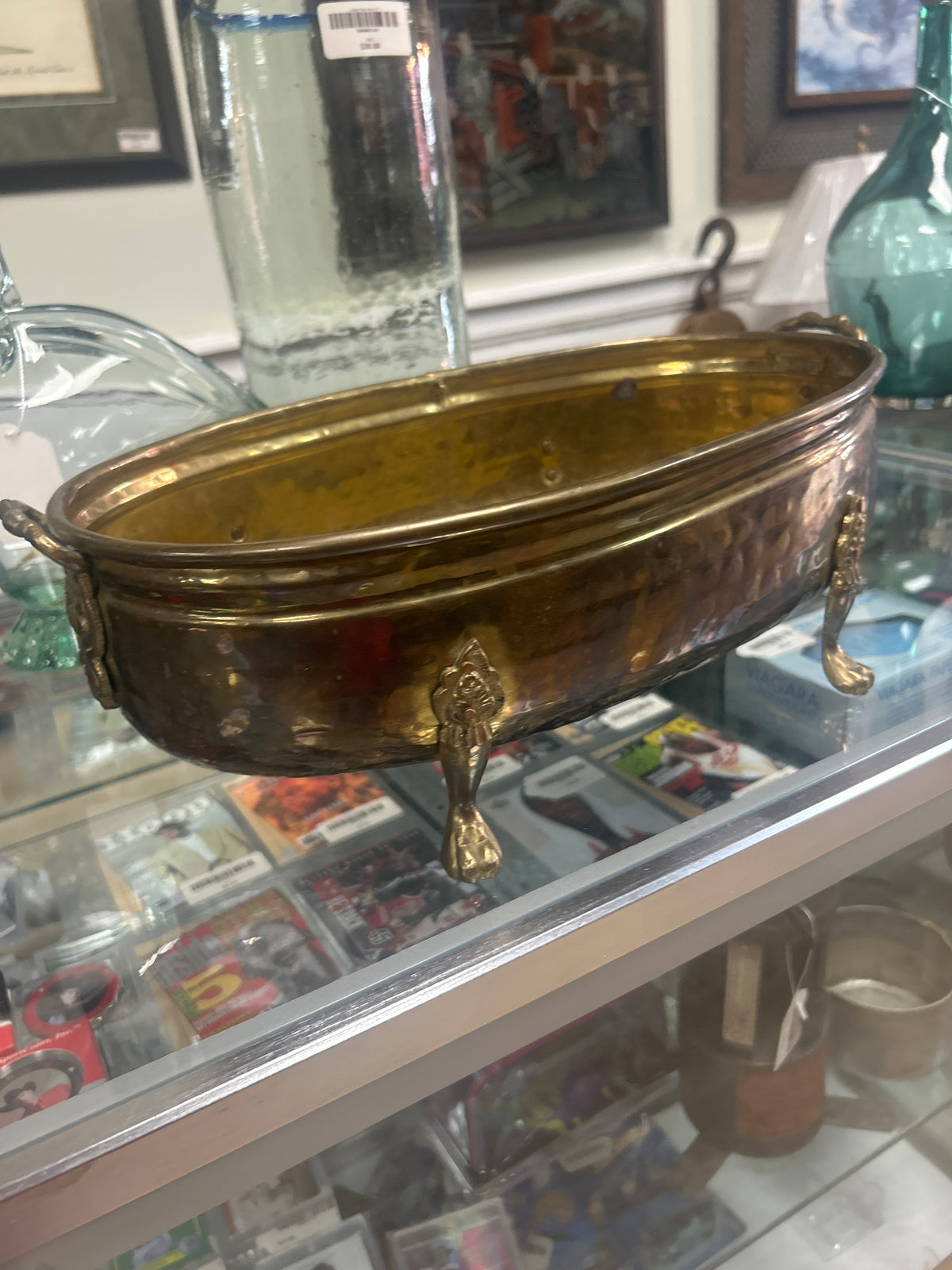 Vintage Brass Claw Footed Planter
