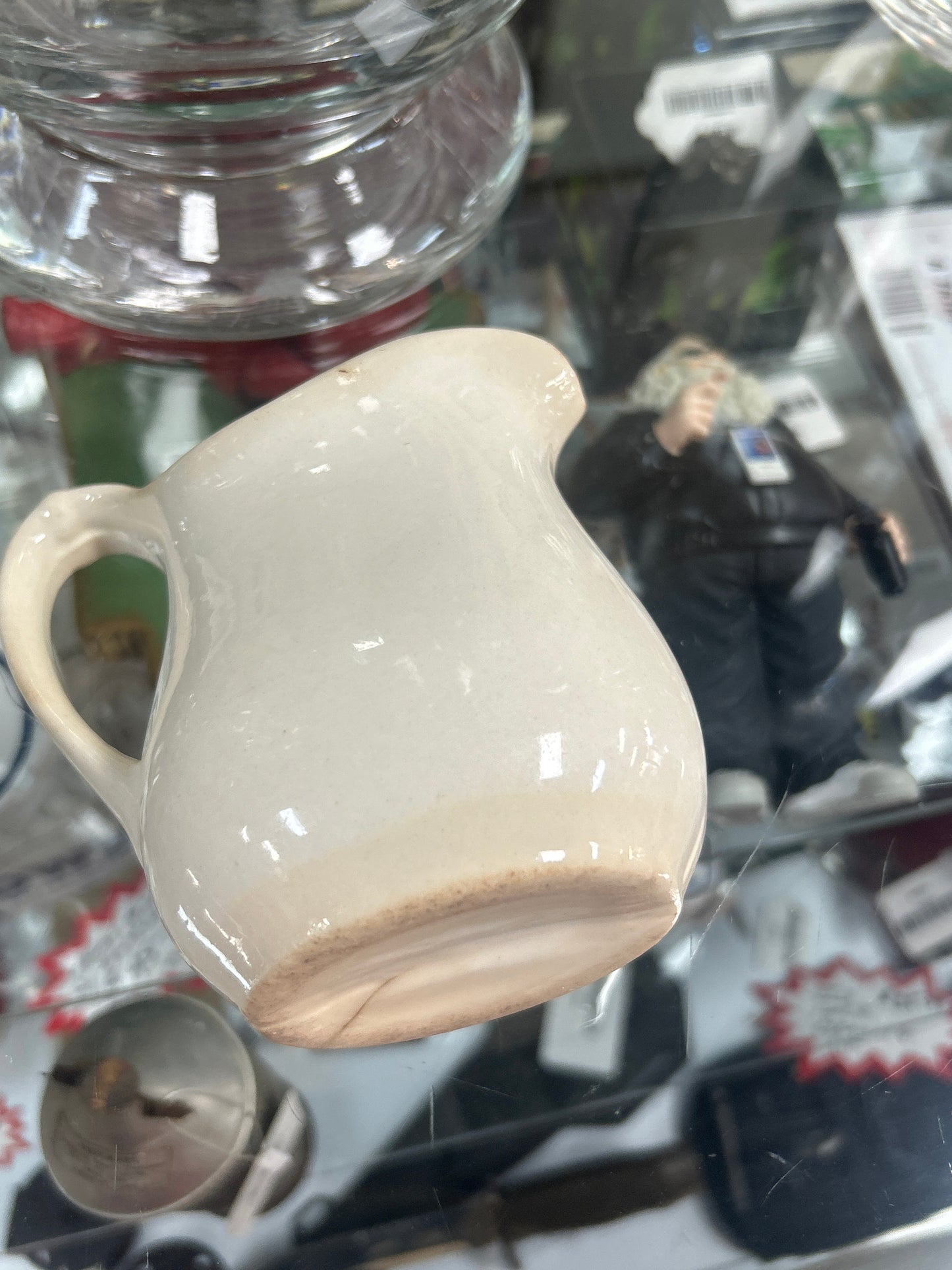 Antique pitcher 4.5” unmarked w/ light grazing and patina