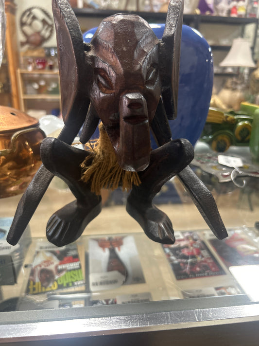 Wooden Elephant Man Squating
