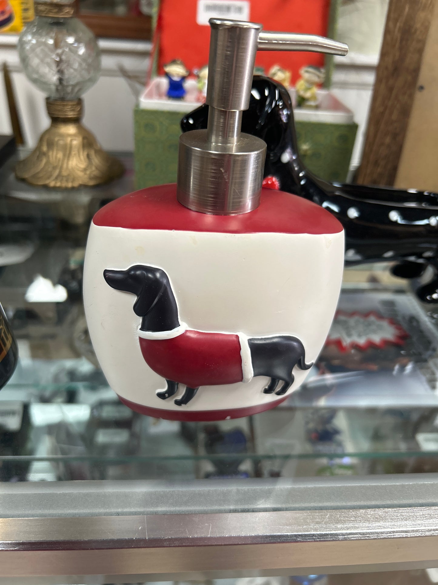 Dachshund Holiday Soap Dispenser / Lotion Pump