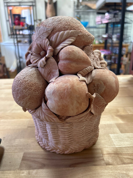 Vintage terracotta fruit basket sculpture made in Italy (we will price this piece once we research more)