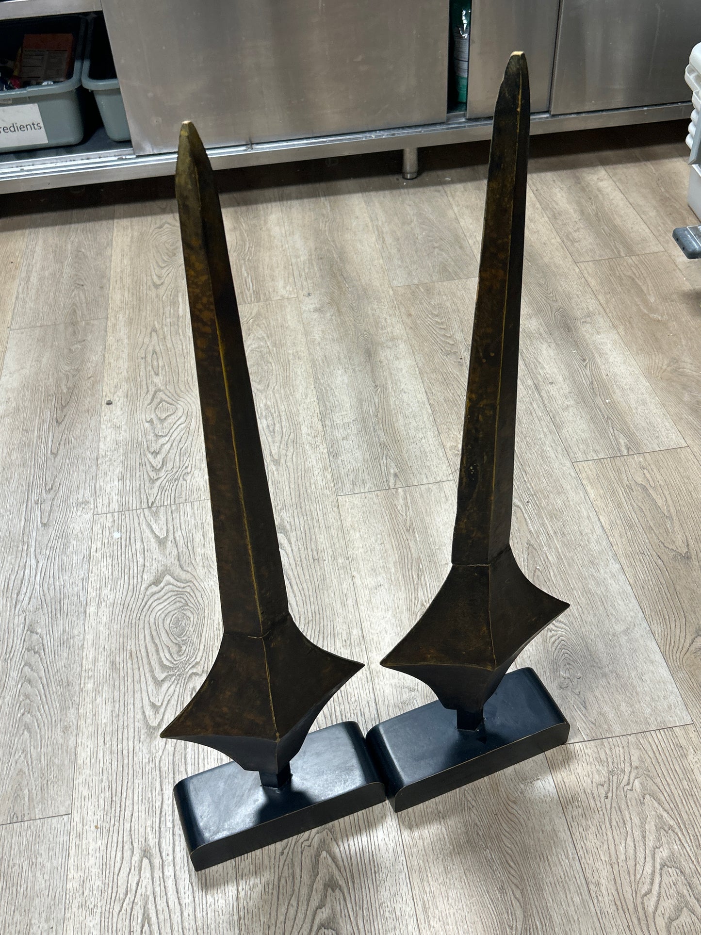 Topoke African Currency Spears Wood (pair) 38”