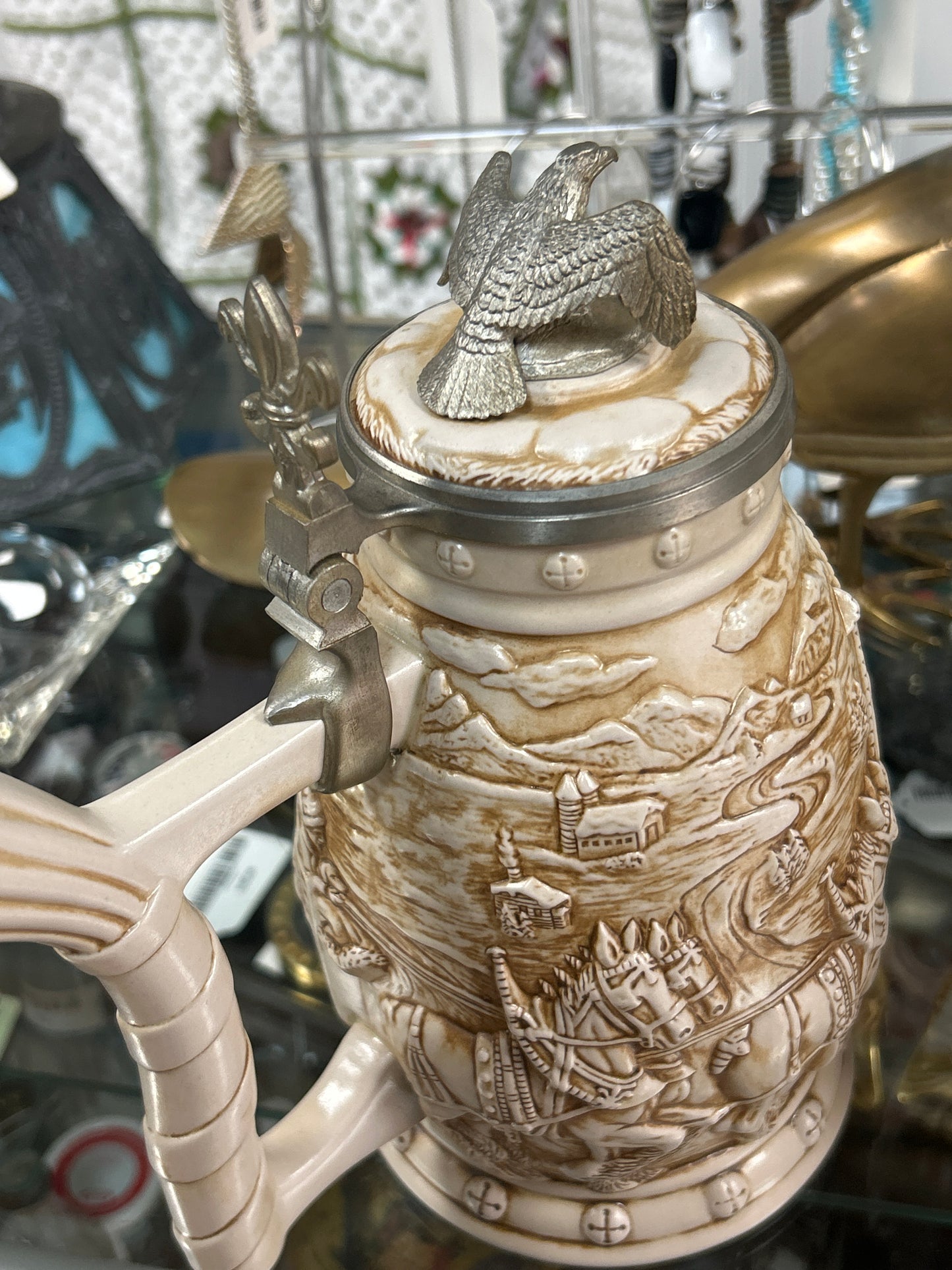 Avon 2002Anheuser Busch Lidded Beer Stein World Famous Clydesdales Hitch