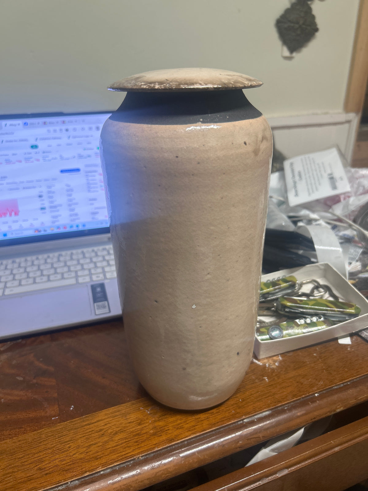 Dennis Kirchmann Signed Vase w/ Lid (1939-2017)