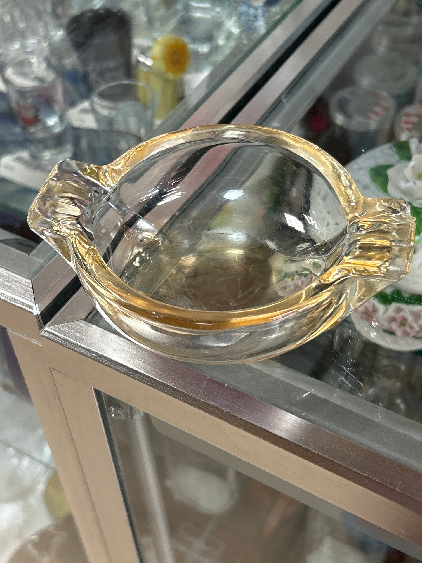 Vintage Art Deco Peach Iridescent Glass Ashtray Lustreware