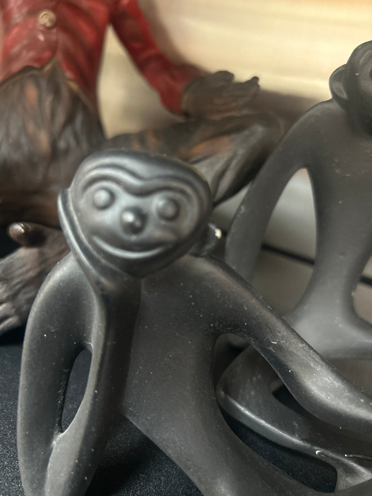 Black monkey figures mid-century modern sculptures