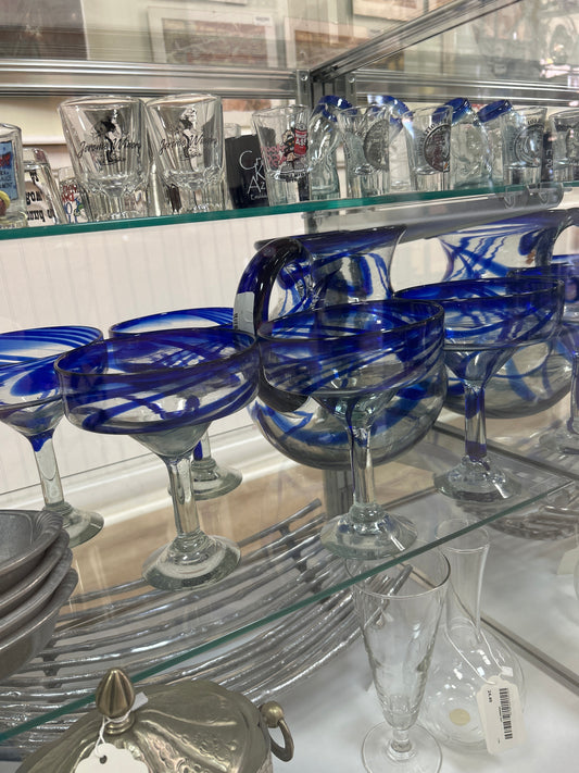 Hand made margarita glasses 5 and pitcher