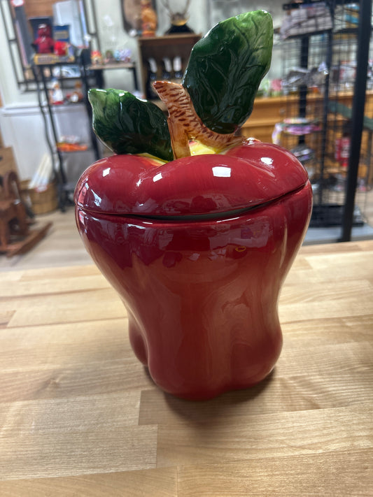 Apple Ceramic Apple Canister/Cookie Jar 12”