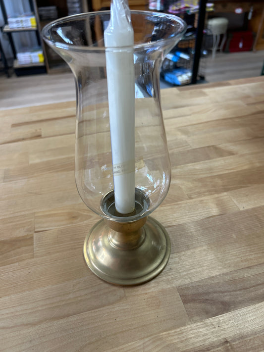 Vintage Hurricane Lamp Solid Brass and blown glass.