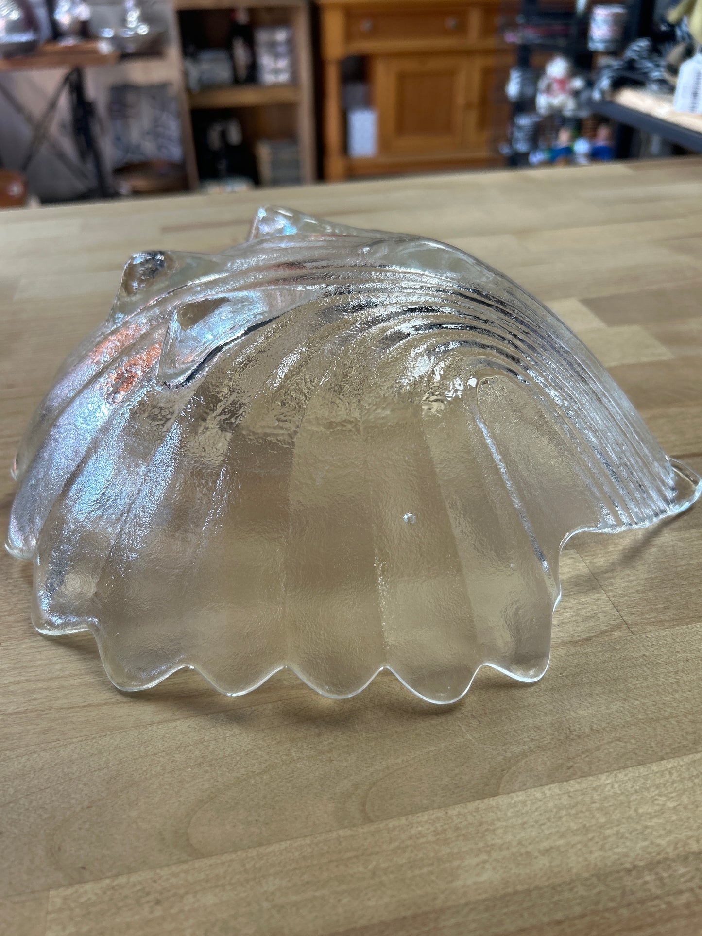 JRC Riedel Crystal Glass Heavy Seashell Shell Scalloped Footed Bowl Dish 10 3/4”