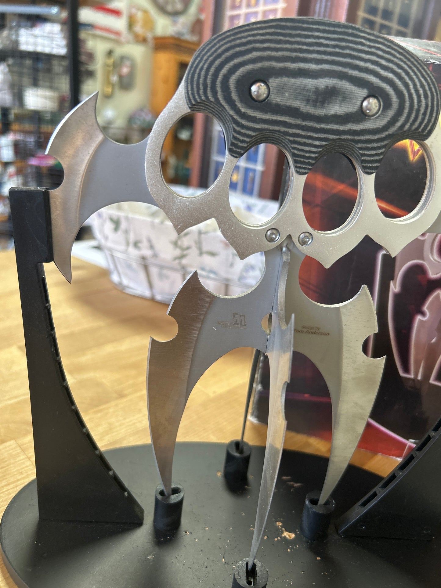 Tom Anderson Designer Galaxy Warrior Dagger (preowned- Stand has chips but knife looks nice)