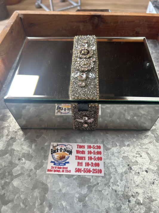 Mirrored Jewelry Box with Glass Decorations (preowned)