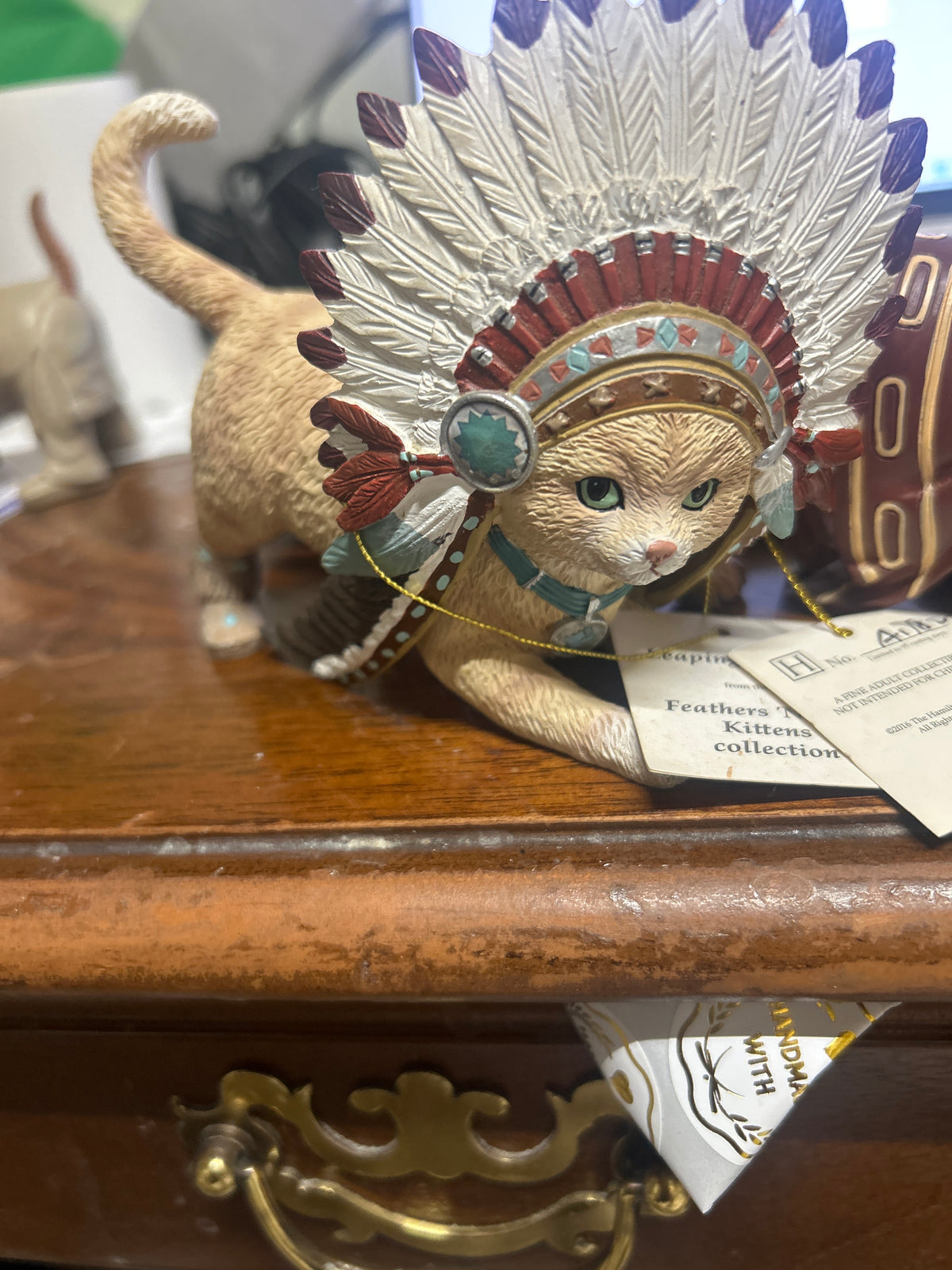 Hamilton Collection Chief Runs With Paws Kitty Cat Figurine