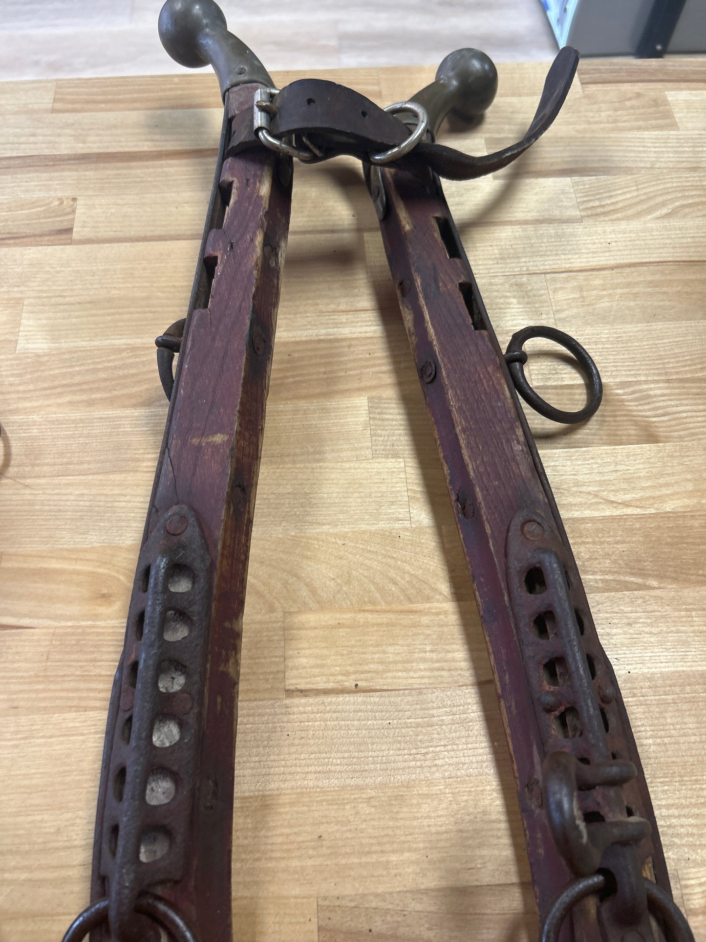 Antique horse hames Brass, Iron and Wood (unpolished brass) #2
