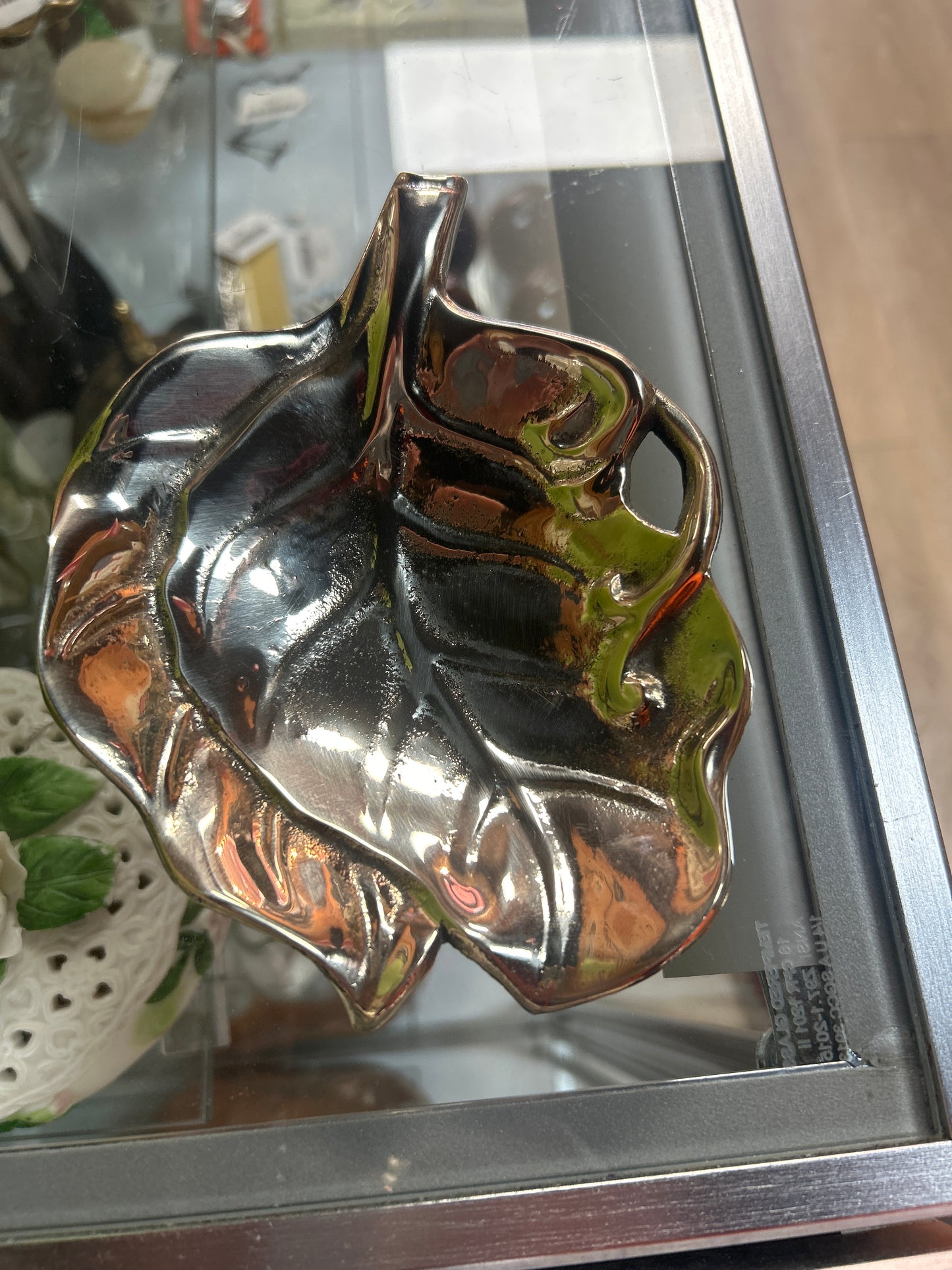 Solid Brass leaf 6 1/2” trinket holder