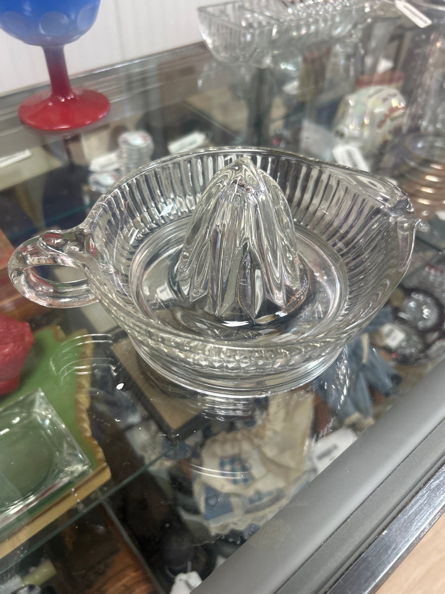 Vintage Anchor Hocking Clear Pressed Glass Juicer Reamer Orange Citrus Squeezer
