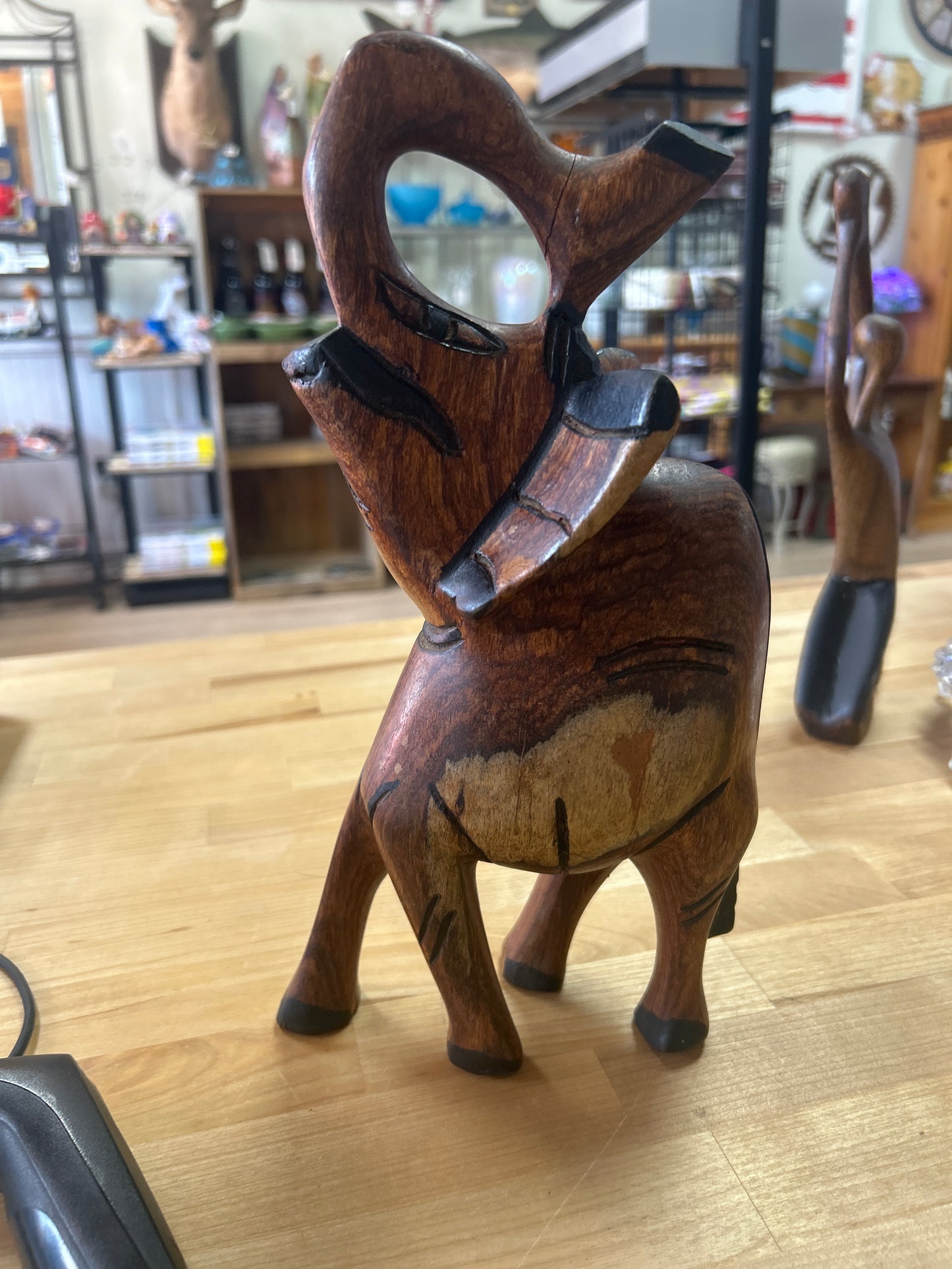 Vintage African Wood Carved Elephant 11.75”