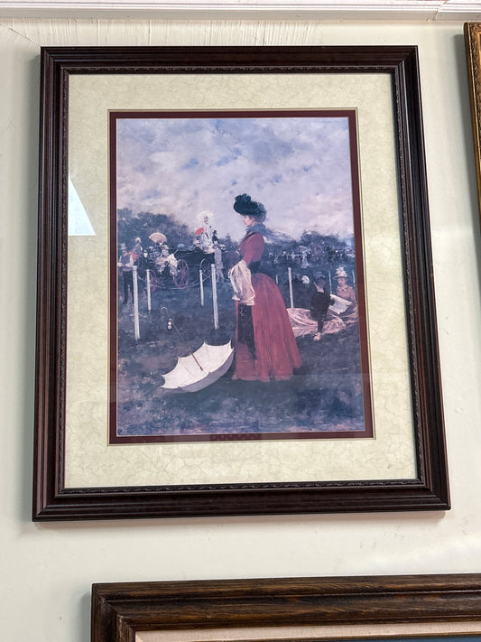 “At the Races” VERY nicely framed and matted (measurements do not include frame)