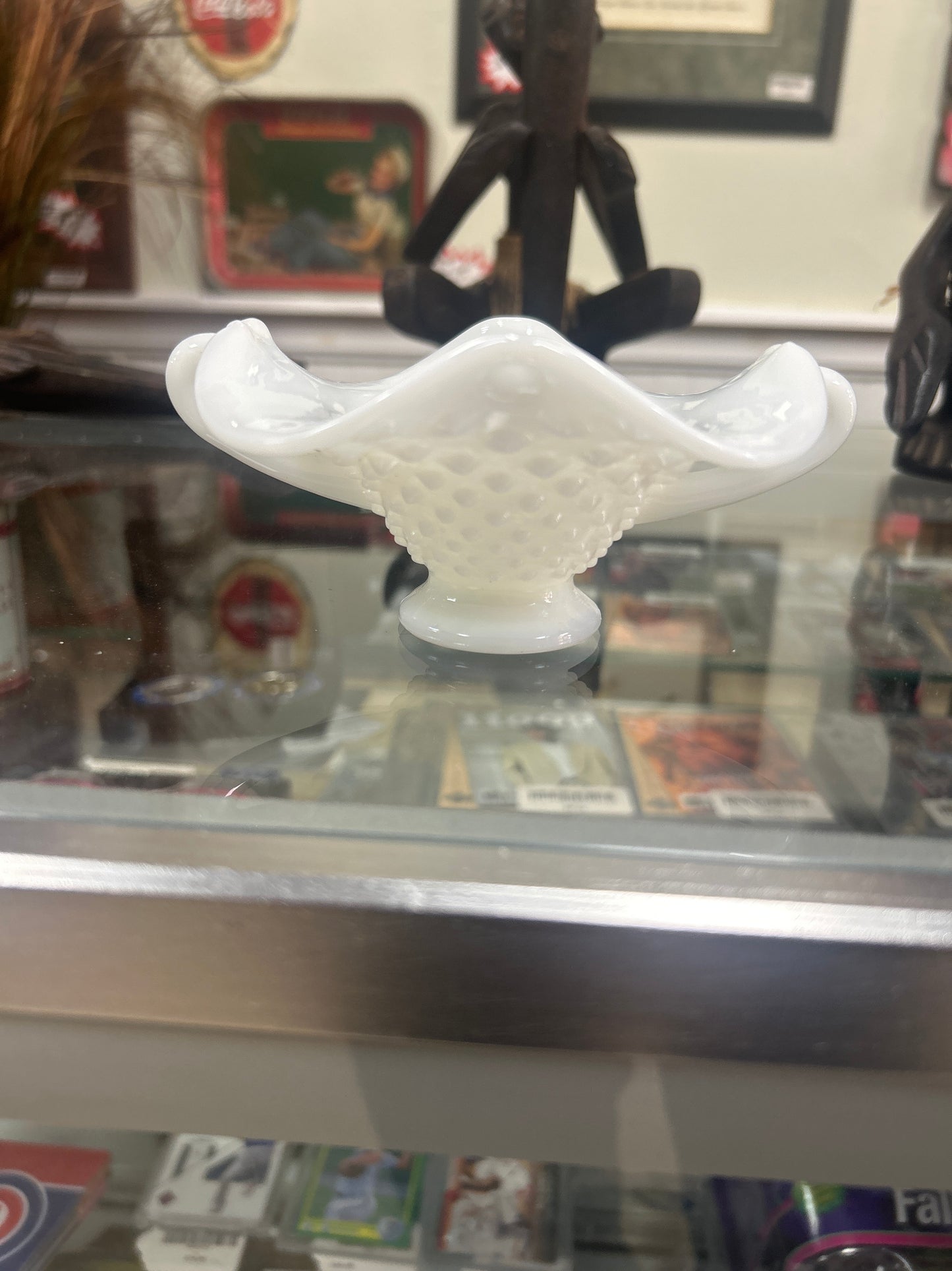 vintage Fenton Hobnail milk glass bowl