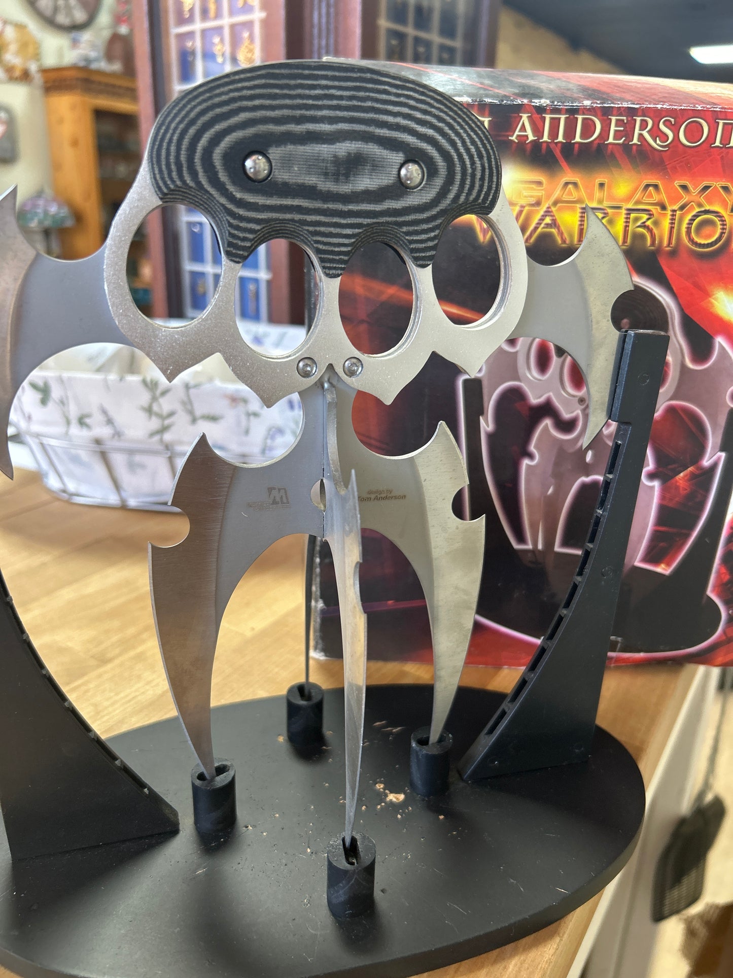 Tom Anderson Designer Galaxy Warrior Dagger (preowned- Stand has chips but knife looks nice)